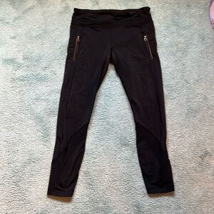 Lululemon mesh black leggings drawstring on waist size 8